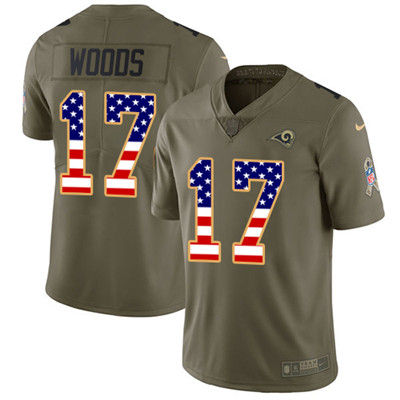 Nike Rams #17 Robert Woods Olive USA Flag Men's Stitched NFL Limited 2017 Salute to Service Jersey