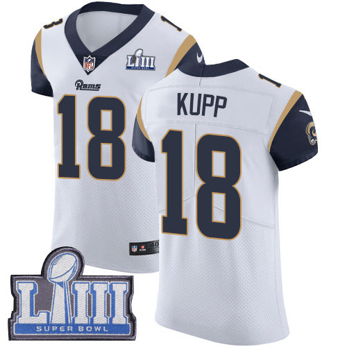 Nike Rams #18 Cooper Kupp White Super Bowl LIII Bound Men's Stitched NFL Vapor Untouchable Elite Jersey Nike Rams #18 Cooper Kupp White Super Bowl LIII Bound Men's Stitched NFL Vapor Untouchable Elite Jersey