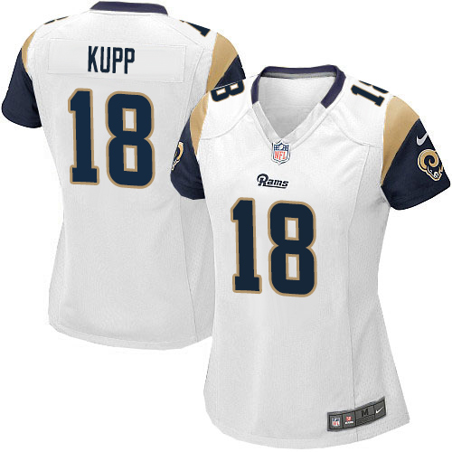 Nike Rams #18 Cooper Kupp White Women's Stitched NFL Elite Jersey Nike Rams #18 Cooper Kupp White Women's Stitched NFL Elite Jersey