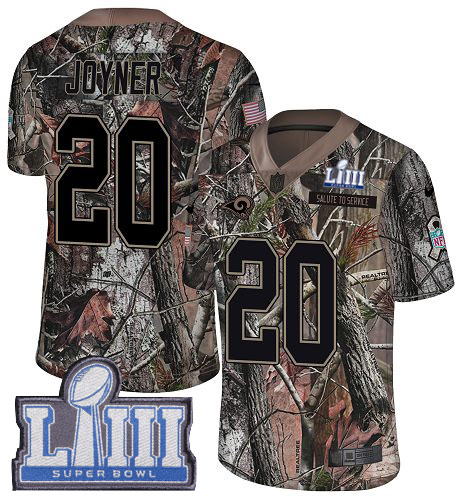 Nike Rams #20 Lamarcus Joyner Camo Super Bowl LIII Bound Men's Stitched NFL Limited Rush Realtree Jersey
