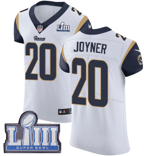 Nike Rams #20 Lamarcus Joyner White Super Bowl LIII Bound Men's Stitched NFL Vapor Untouchable Elite Jersey Nike Rams #20 Lamarcus Joyner White Super Bowl LIII Bound Men's Stitched NFL Vapor Untouchable Elite Jersey