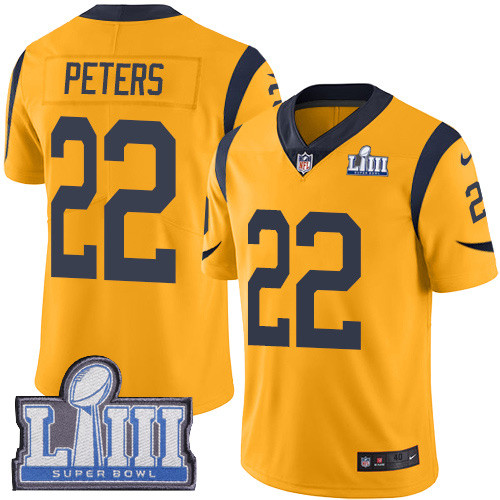 Nike Rams #22 Marcus Peters Gold Super Bowl LIII Bound Men's Stitched NFL Limited Rush Jersey Nike Rams #22 Marcus Peters Gold Super Bowl LIII Bound Men's Stitched NFL Limited Rush Jersey