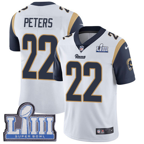 Nike Rams #22 Marcus Peters White Super Bowl LIII Bound Men's Stitched NFL Vapor Untouchable Limited Jersey Nike Rams #22 Marcus Peters White Super Bowl LIII Bound Men's Stitched NFL Vapor Untouchable Limited Jersey