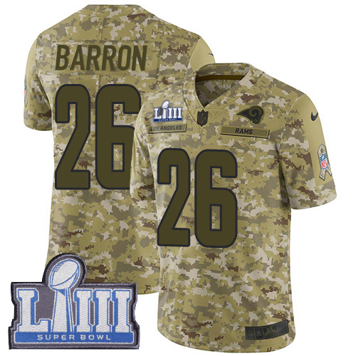 Nike Rams #26 Mark Barron Camo Super Bowl LIII Bound Men's Stitched NFL Limited 2018 Salute To Service Jersey