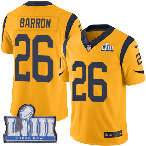 Nike Rams #26 Mark Barron Gold Super Bowl LIII Bound Men's Stitched NFL Limited Rush Jersey Nike Rams #26 Mark Barron Gold Super Bowl LIII Bound Men's Stitched NFL Limited Rush Jersey
