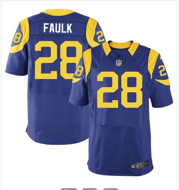 Nike Rams #28 Marshall Faulk Royal Blue Alternate Men's Stitched NFL Elite Jersey