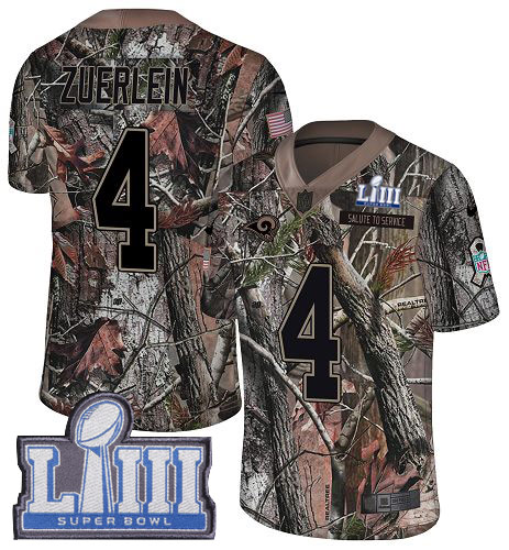 Nike Rams #4 Greg Zuerlein Camo Super Bowl LIII Bound Men's Stitched NFL Limited Rush Realtree Jersey Nike Rams #4 Greg Zuerlein Camo Super Bowl LIII Bound Men's Stitched NFL Limited Rush Realtree Jersey