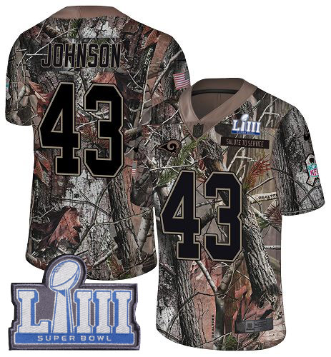 Nike Rams #43 John Johnson Camo Super Bowl LIII Bound Men's Stitched NFL Limited Rush Realtree Jersey Nike Rams #43 John Johnson Camo Super Bowl LIII Bound Men's Stitched NFL Limited Rush Realtree Jersey