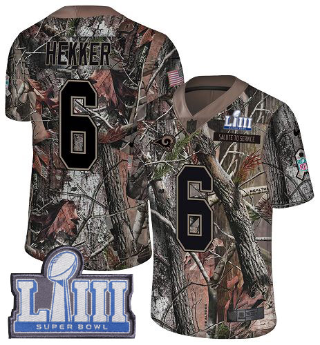 Nike Rams #6 Johnny Hekker Camo Super Bowl LIII Bound Men's Stitched NFL Limited Rush Realtree Jersey Nike Rams #6 Johnny Hekker Camo Super Bowl LIII Bound Men's Stitched NFL Limited Rush Realtree Jersey