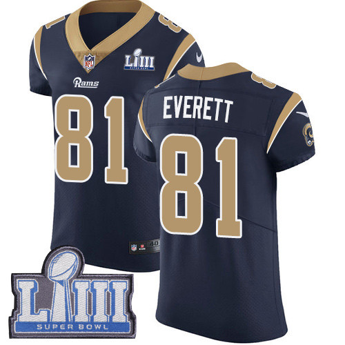 Nike Rams #81 Gerald Everett Navy Blue Team Color Super Bowl LIII Bound Men's Stitched NFL Vapor Untouchable Elite Jersey Nike Rams #81 Gerald Everett Navy Blue Team Color Super Bowl LIII Bound Men's Stitched NFL Vapor Untouchable Elite Jersey