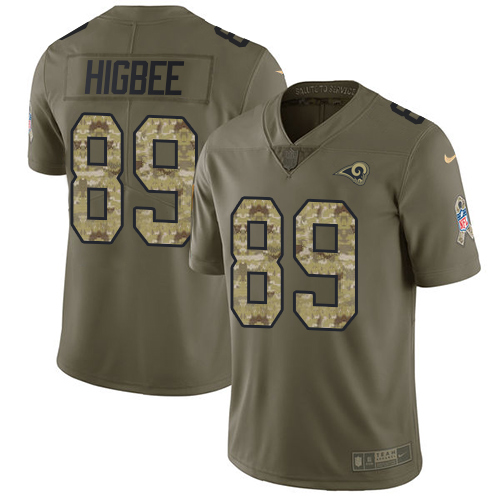 Nike Rams #89 Tyler Higbee Olive Camo Youth Stitched NFL Limited 2017 Salute to Service Jersey