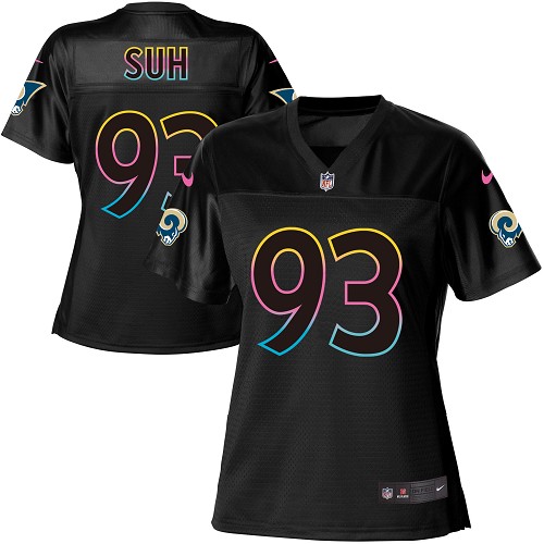 Nike Rams #93 Ndamukong Suh Black Women's NFL Fashion Game Jersey