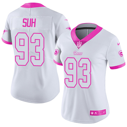 Nike Rams #93 Ndamukong Suh White Pink Women's Stitched NFL Limited Rush Fashion Jersey Nike Rams #93 Ndamukong Suh White Pink Women's Stitched NFL Limited Rush Fashion Jersey