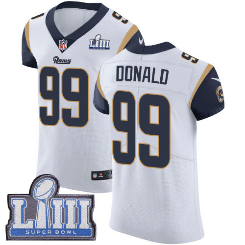 Nike Rams #99 Aaron Donald White Super Bowl LIII Bound Men's Stitched NFL Vapor Untouchable Elite Jersey Nike Rams #99 Aaron Donald White Super Bowl LIII Bound Men's Stitched NFL Vapor Untouchable Elite Jersey