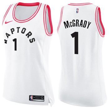 Nike Raptors #1 Tracy Mcgrady White Pink Women's NBA Swingman Fashion Jersey Nike Raptors #1 Tracy Mcgrady White Pink Women's NBA Swingman Fashion Jersey