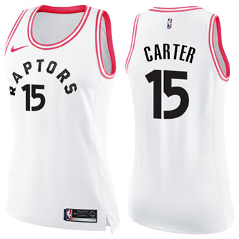 Nike Raptors #15 Vince Carter White Pink Women's NBA Swingman Fashion Jersey Nike Raptors #15 Vince Carter White Pink Women's NBA Swingman Fashion Jersey