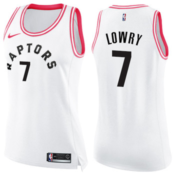 Nike Raptors #7 Kyle Lowry White Pink Women's NBA Swingman Fashion Jersey Nike Raptors #7 Kyle Lowry White Pink Women's NBA Swingman Fashion Jersey