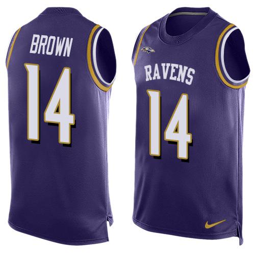Nike Ravens #14 Marlon Brown Purple Team Color Men's Stitched NFL Limited Tank Top Jersey Nike Ravens #14 Marlon Brown Purple Team Color Men's Stitched NFL Limited Tank Top Jersey