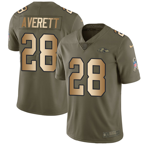Nike Ravens #28 Anthony Averett Olive Gold Men's Stitched NFL Limited 2017 Salute To Service Jersey Nike Ravens #28 Anthony Averett Olive Gold Men's Stitched NFL Limited 2017 Salute To Service Jersey