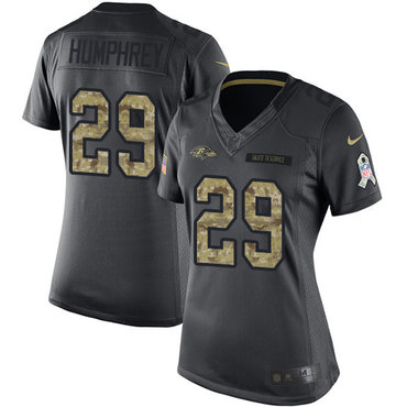 Nike Ravens #29 Marlon Humphrey Black Women's Stitched NFL Limited 2016 Salute to Service Jersey Nike Ravens #29 Marlon Humphrey Black Women's Stitched NFL Limited 2016 Salute to Service Jersey
