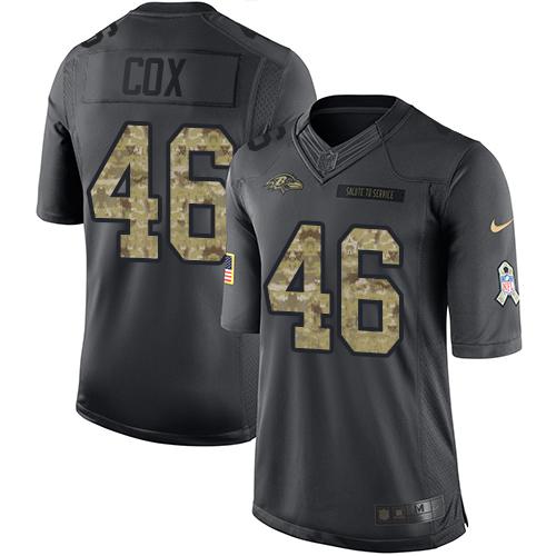 Nike Ravens #46 Morgan Cox Black Men's Stitched NFL Limited 2016 Salute to Service Jersey Nike Ravens #46 Morgan Cox Black Men's Stitched NFL Limited 2016 Salute to Service Jersey