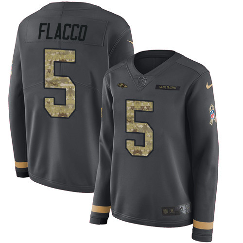 Nike Ravens #5 Joe Flacco Anthracite Salute to Service