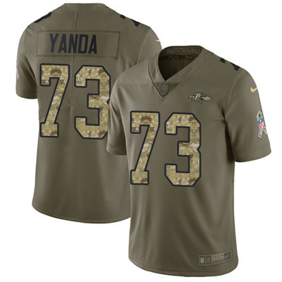 Nike Ravens #73 Marshal Yanda Olive Camo Youth Stitched NFL Limited 2017 Salute to Service Jersey