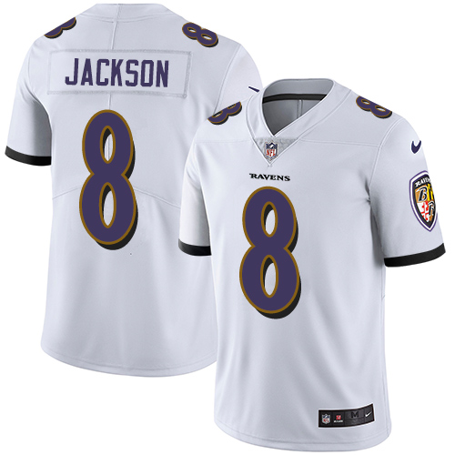 Nike Ravens #8 Lamar Jackson White Men's Stitched NFL Vapor Untouchable Limited Jersey Nike Ravens #8 Lamar Jackson White Men's Stitched NFL Vapor Untouchable Limited Jersey