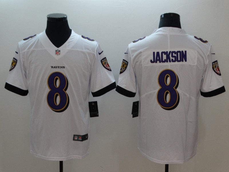 Nike Ravens #8 Lamar Jackson White Vapor Untouchable Limited Jersey