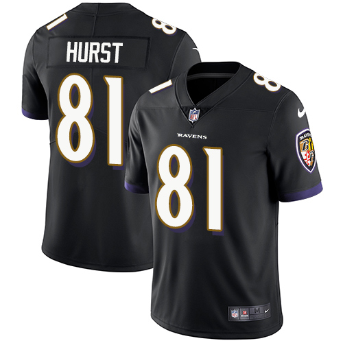 Nike Ravens #81 Hayden Hurst Black Alternate Men's Stitched NFL Vapor Untouchable Limited Jersey Nike Ravens #81 Hayden Hurst Black Alternate Men's Stitched NFL Vapor Untouchable Limited Jersey