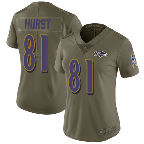 Nike Ravens #81 Hayden Hurst Olive Women's Stitched NFL Limited 2017 Salute to Service Jersey Nike Ravens #81 Hayden Hurst Olive Women's Stitched NFL Limited 2017 Salute to Service Jersey
