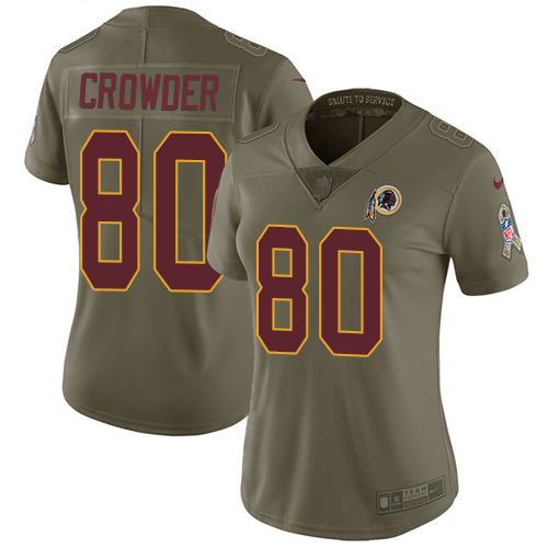 Nike Redskins #80 Jamison Crowder Olive Women's Stitched NFL Limited 2017 Salute to Service Jersey