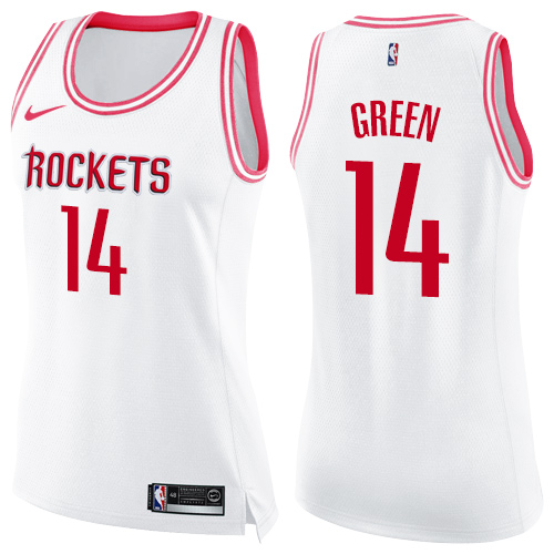 Nike Rockets #14 Gerald Green White Pink Women's NBA Swingman Fashion Jersey