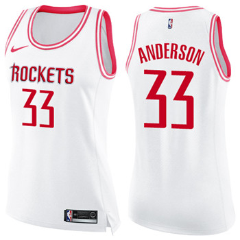 Nike Rockets #33 Ryan Anderson White Pink Women's NBA Swingman Fashion Jersey