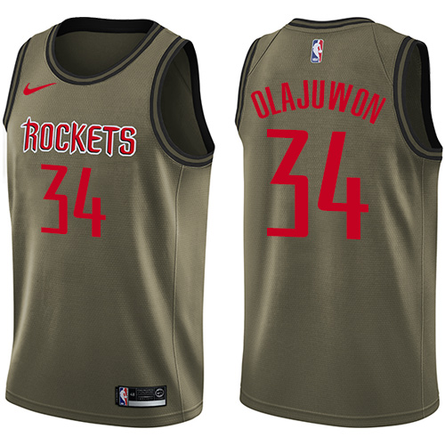 Nike Rockets #34 Hakeem Olajuwon Green Salute to Service NBA Swingman Jersey Nike Rockets #34 Hakeem Olajuwon Green Salute to Service NBA Swingman Jersey
