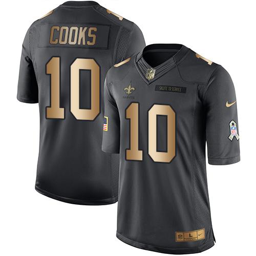 Nike Saints #10 Brandin Cooks Black Men's Stitched NFL Limited Gold Salute To Service Jersey Nike Saints #10 Brandin Cooks Black Men's Stitched NFL Limited Gold Salute To Service Jersey