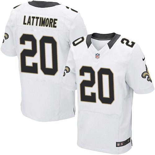 Nike Saints #20 Marshon Lattimore White Men's Stitched NFL Elite Jersey