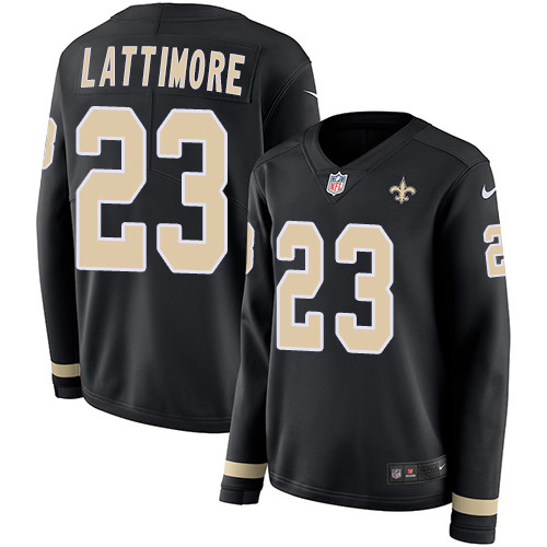 Nike Saints #23 Marshon Lattimore Black Team Color Women's Stitched