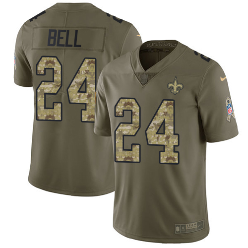 Nike Saints #24 Vonn Bell Olive Camo Men's Stitched NFL Limited 2017 Salute To Service Jersey