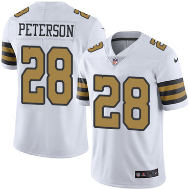 Nike Saints #28 Adrian Peterson White Men's Stitched NFL Limited Rush Jersey