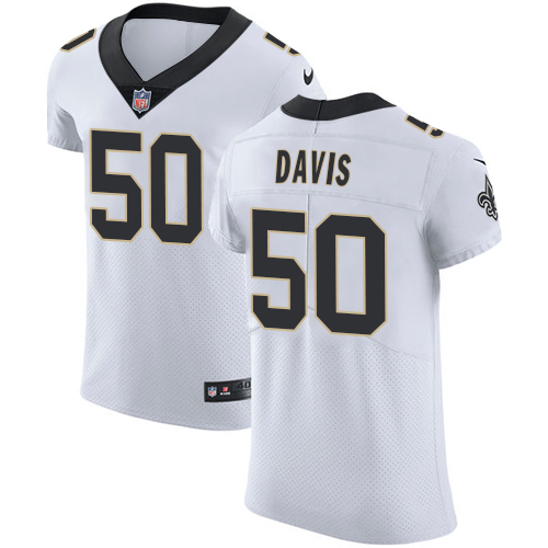 Nike Saints #50 DeMario Davis White Men's Stitched NFL Vapor Untouchable Elite Jersey