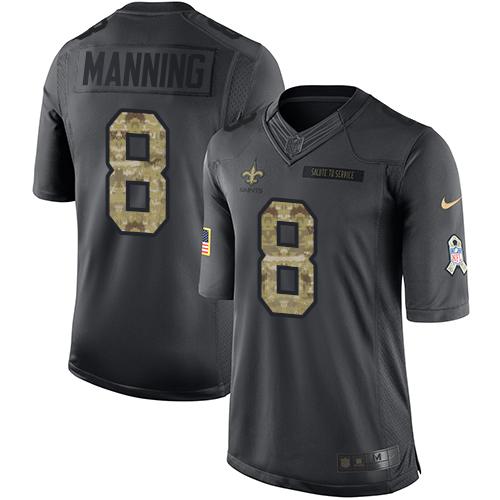 Nike Saints #8 Archie Manning Black Men's Stitched NFL Limited 2016 Salute To Service Jersey Nike Saints #8 Archie Manning Black Men's Stitched NFL Limited 2016 Salute To Service Jersey