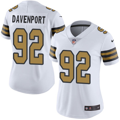 Nike Saints #92 Marcus Davenport White Women's Stitched NFL Limited Rush Jersey