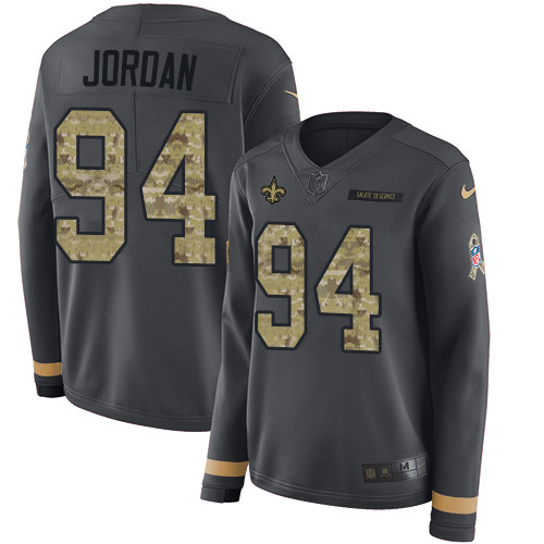Nike Saints #94 Cameron Jordan Anthracite Salute to Service