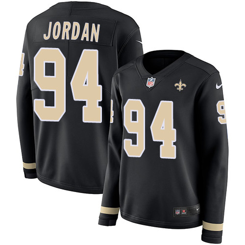 Nike Saints #94 Cameron Jordan Black Team Color Women's Stitched