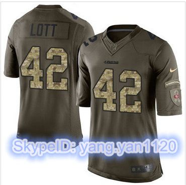 Nike San Francisco 49ers #42 Ronnie Lott Green Men's Stitched NFL Limited Salute to Service Jersey Nike San Francisco 49ers #42 Ronnie Lott Green Men's Stitched NFL Limited Salute to Service Jersey