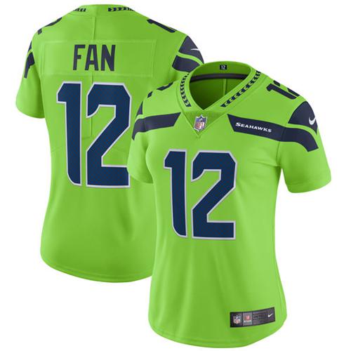 Nike Seahawks #12 Fan Green Women's Stitched NFL Limited Rush Jersey Nike Seahawks #12 Fan Green Women's Stitched NFL Limited Rush Jersey