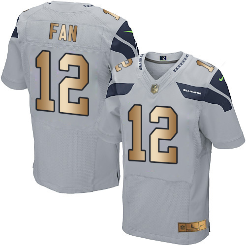 Nike Seahawks #12 Fan Grey Alternate Men's Stitched NFL Elite Gold Jersey Nike Seahawks #12 Fan Grey Alternate Men's Stitched NFL Elite Gold Jersey
