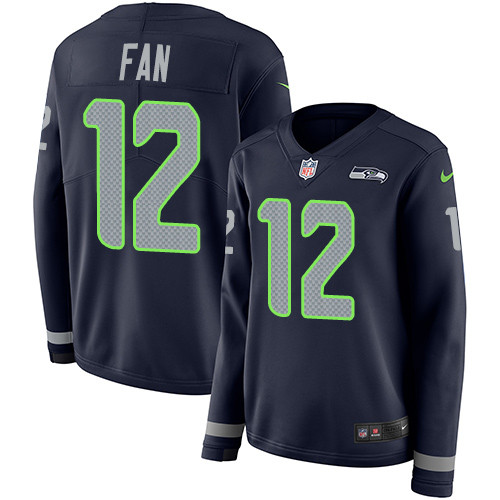 Nike Seahawks #12 Fan Steel Blue Team Color Women's Stitched NFL