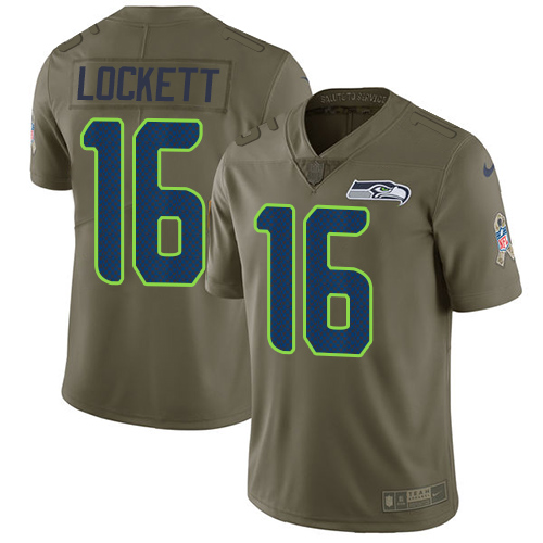Nike Seahawks #16 Tyler Lockett Olive Men's Stitched NFL Limited 2017 Salute to Service Jersey Nike Seahawks #16 Tyler Lockett Olive Men's Stitched NFL Limited 2017 Salute to Service Jersey